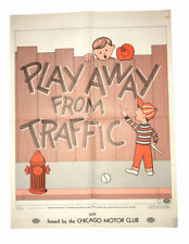 AAA Chicago Motor Club “Play Away From Traffic” 2 Sided Safety Poster 1964 picture