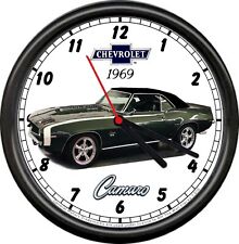 Licensed 1969 Chevy Camaro Dark Green Chevrolet General Motors Sign Wall Clock picture