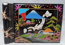Black Lacquered Wood Souvenir Photo Album Handpainted Japan Korea WWII UNUSED picture
