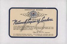 Rare 1939 Chevrolet National Legion of Leaders Executive Board Membership Card picture