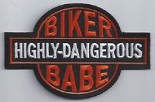 HIGHLY DANGEROUS BIKER BABE EMBROIDERED IRON ON VEST JACKET BIKER PATCH picture