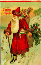 Merry Christmas St Nick Santa Claus Postcard Post Card Merrimack 1980s Reprint picture