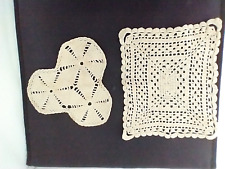 Vintage Handmade 2 Crocheted Doilies, Beige Color picture