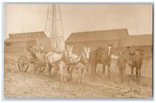 Czech Postcard RPPC Photo Farmers Midwest USA Horsed Carriage c1910's Antique picture