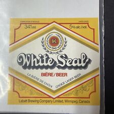 Vintage 1960s Labatt White Seal UNUSED Paper Label Winnipeg Manitoba Q2037 picture