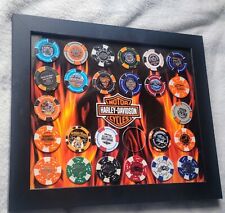 Harley-Davidson® Black 26 Poker Chip Collectors Frame Display Includes 25 Chips picture
