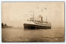 1916 SS Steamer Illinois Leaving Lake Onekama Michigan MI RPPC Photo Postcard picture