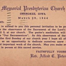 1944 Memorial Presbyterian Church Alfred Peterson Postcard Cherokee Minnesota picture