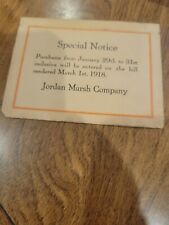 RARE 1918 Jordan Marsh Ticket Boston, MA Special Notice picture