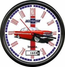 Licensed 1959 Chevrolet Red Impala 2 Door Sedan General Motors Sign Wall Clock picture