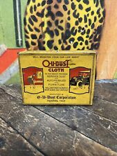 VINTAGE O-U-DUST CLOTH TIN CAN SIGN GAS STATION CAR GRAPHIC PASADENA CALIFORNIA picture