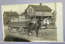 Real photo Postcard Horse & Wagon Dirt Road White Horse Unposted picture