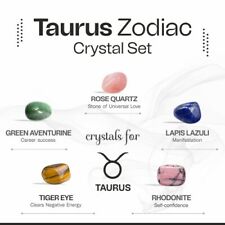 ~Zodiac Healing Crystals Set For Taurus Lucky Birth Gemstones April 21 to May 20 picture