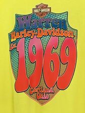 Harley Davidson Mens 3XL Shirt 1969 Neon Yellow Pink Blue Warren Ohio picture
