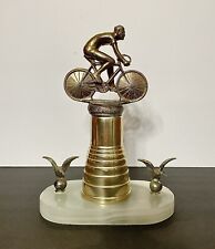 Vintage Bicycle Cycling Road Bike Trophy Cast Metal Figure Bike Marble Antique picture