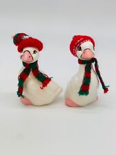 Set of Christmas Holiday Ducks White with Hat and Scarf Taiwan 1991 Tripples picture