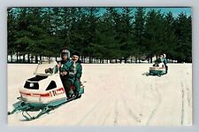 Family Snowmobiling In Winter, c1981 Vintage Souvenir Postcard picture