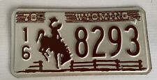 WYOMING 1978 License Plate 16 8293 Bucking Bronco  Vintage New Old Stock picture