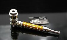 LONG TIP GOLD METAL Smoking Pipe w/Lid Tobacco Pipe Metal pipe ALL METAL Pipes picture