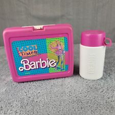 Vintage Barbie Lunchbox & Thermos 1989 Cool Times Pink Plastic picture