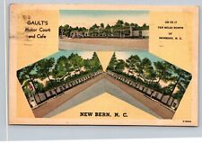 New Bern NC-North Carolina, Gault's Motor Court And Café Vintage c1949 Postcard picture