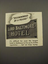 1954 Lord Baltimore Hotel Ad - Recommended by a friend picture