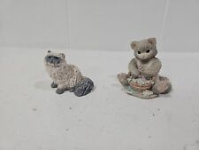Vtg 90s Cat Figurines Lot Of 2 Enesco Living Stone  picture