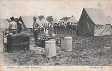 Peoria IL Camp Deneen Army Soldiers Mess Call  Vintage Photo Postcard 1910 picture