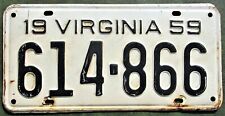 1959 VIRGINIA License Plate #614-866 picture