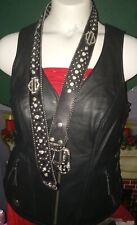 Harley-Davidson  Large Black Leather Vest And Belt Size M picture