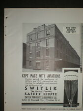 1940 SWITLIK SAFETY CHUTE PARACHUTE vintage Trade print ad picture