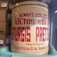 Vintage Sturgis Pretzel Tin 5lbs Peanut Victor Brand Reading Pennsylvania picture