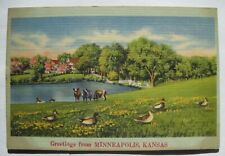 Minneapolis KS Country Scene Old Linen Kansas Greetings Postcard; nr Bennington picture