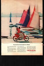 1964 Honda 50 Motorcycle Nicest People on Honda Vintage Color Print Ad Sailboat picture