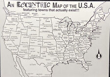 Eccentric Map Of The USA -Towns That Actually Exist - Funny Vintage Postcard picture