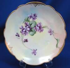 BEAUTIFUL PICKARD HAND-PAINTED VIOLETS CABINET PLATE SIGNED NESSY 8.5