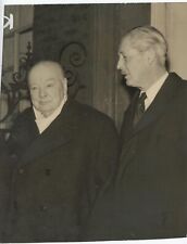 13 December 1957 press photo of Sir Winston S. Churchill with Harold Macmillan picture