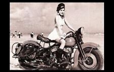 Vintage Harley Davidson Motorcycle Girl PHOTO Beach Rider Hardtail Hot Pinup picture
