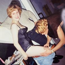 Vintage 1991 Woman Removes Pants To Show Tattoo Original Real Photo R2399 picture