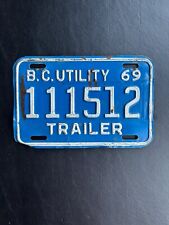 1969 British Columbia License Plate UTILITY TRAILER 111512 picture