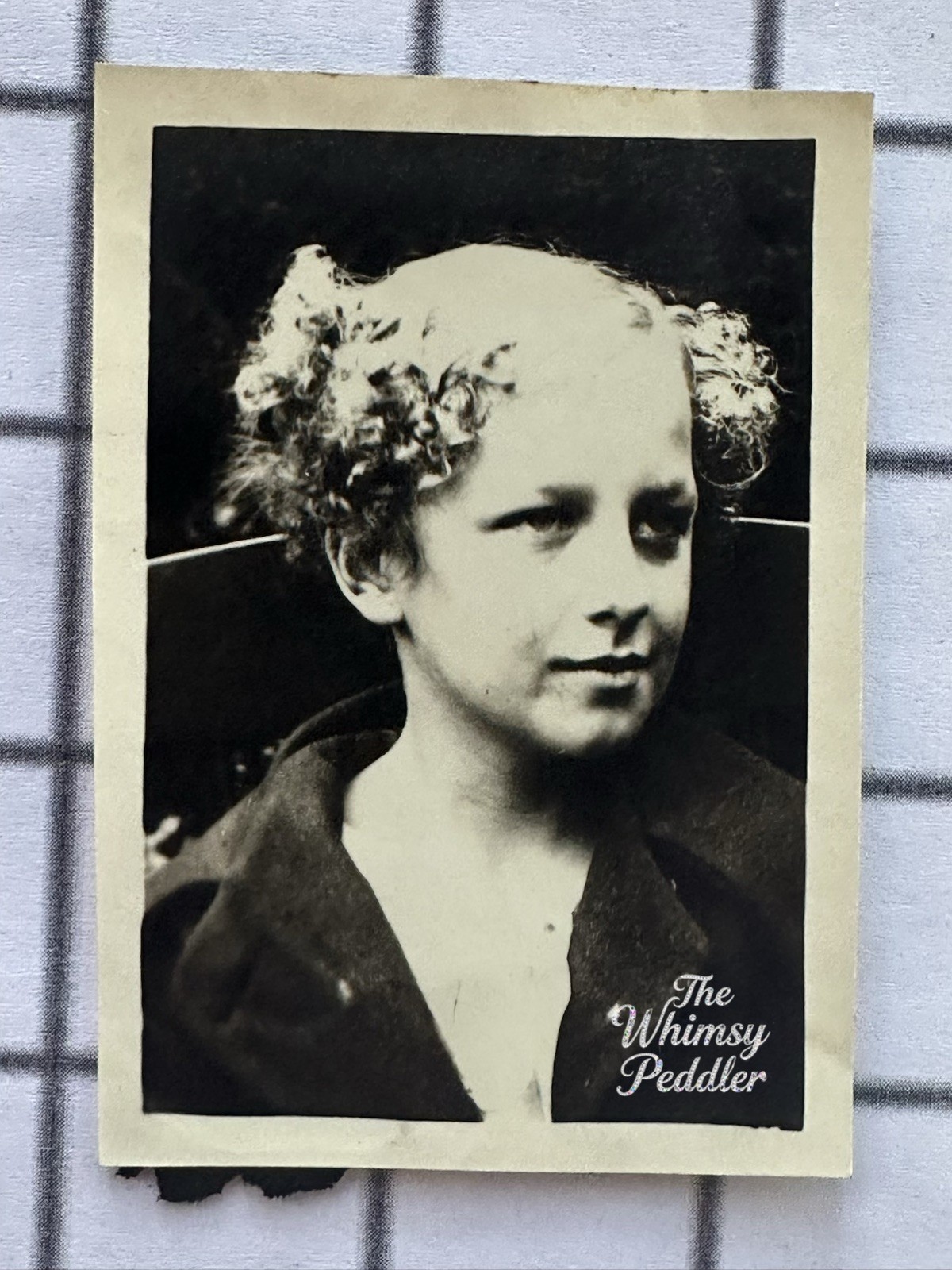 1920s Vintage Photo Young Woman with Curled Hair Floral Headpiece Portrait