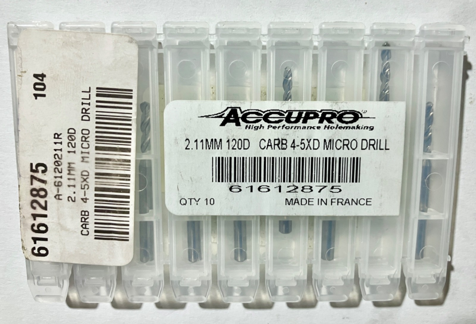 Lot of 10 ACCUPRO Solid Carbide Micro Drills 2.11 Diameter 120 Degree