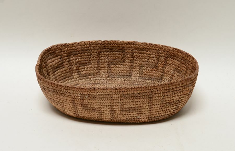 Antique Pima Basketry Finger Dance Oval Bowl, c. 1910  2 3/4\
