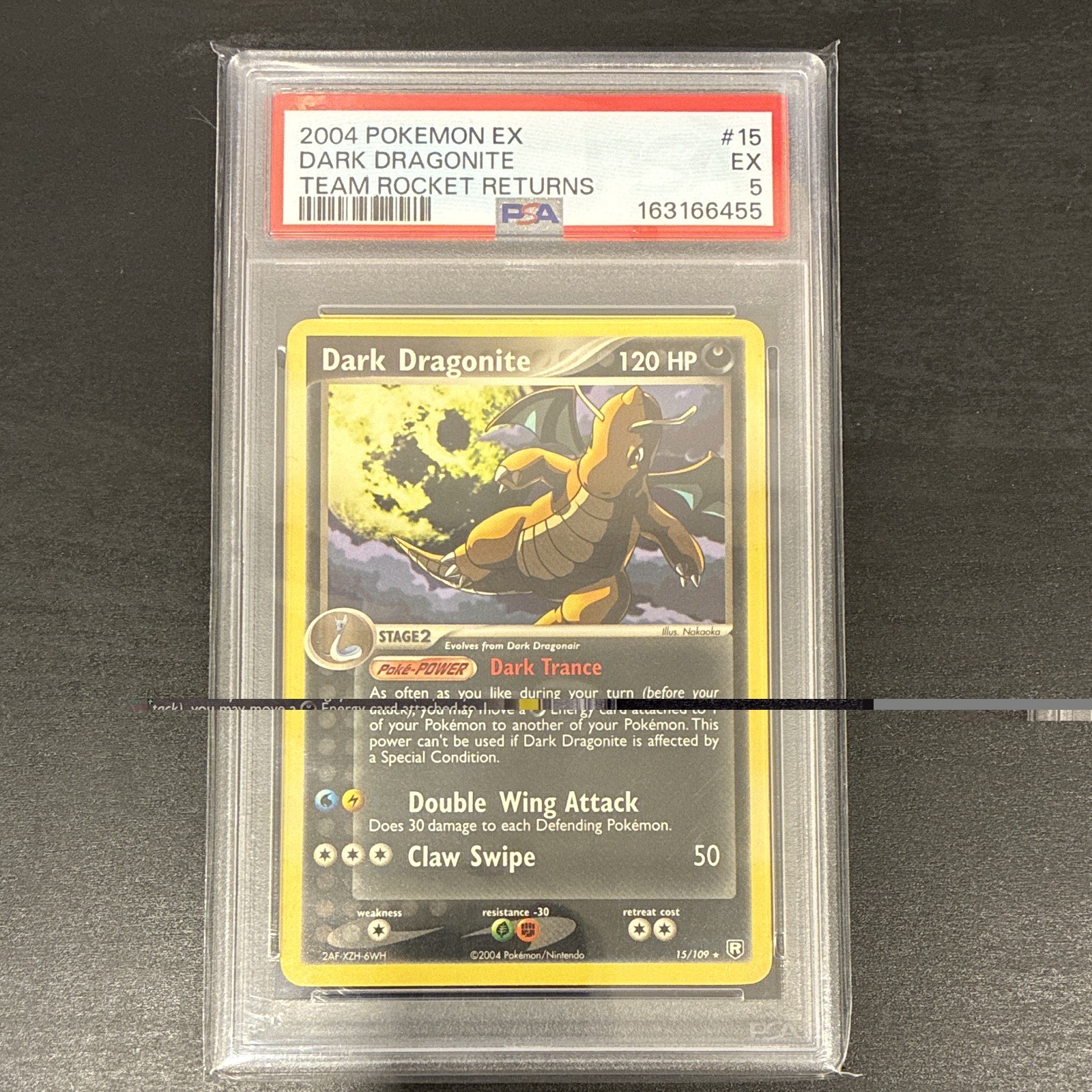 Pokémon 2004 EX Team Rocket Returns Dark Dragonite #15 PSA 5 Graded