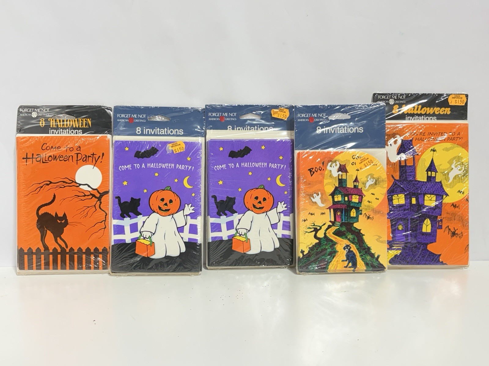Vtg 90s Halloween Party Invitations Black Cat Pumpkins American Greetings 24 New