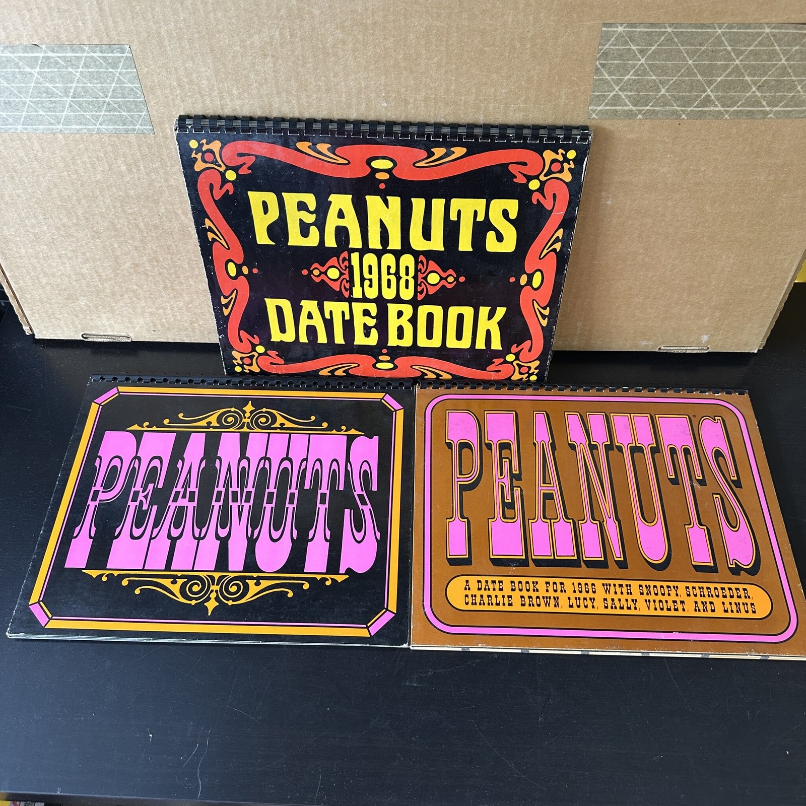 Lot of 3 Vintage Peanuts Date Books 1966 1967 1968 Determined Productions