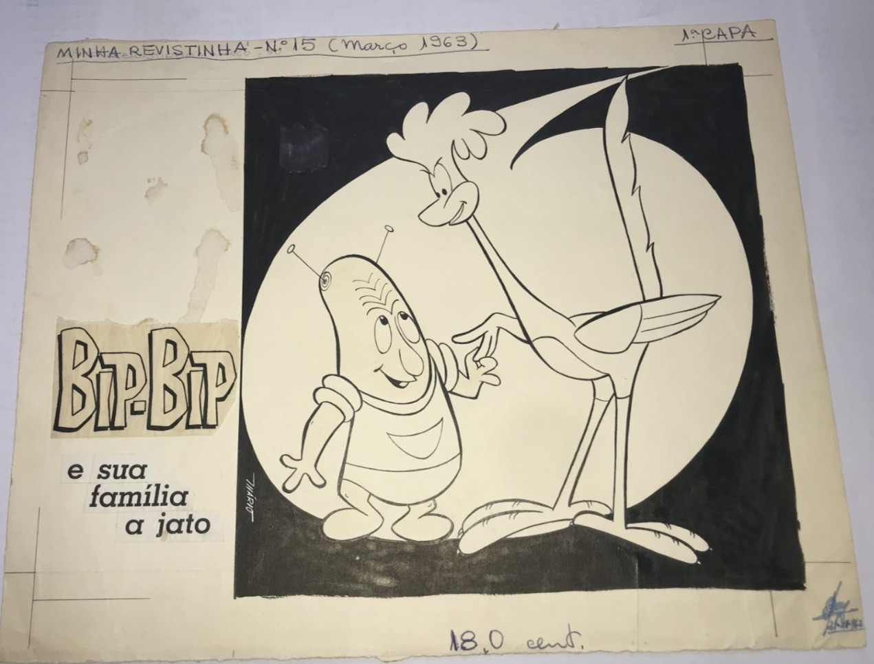 ROAD RUNNER LOONEY TUNES COYOTE BRAZILIAN COVER ORIGINAL ART WORK Year 1963