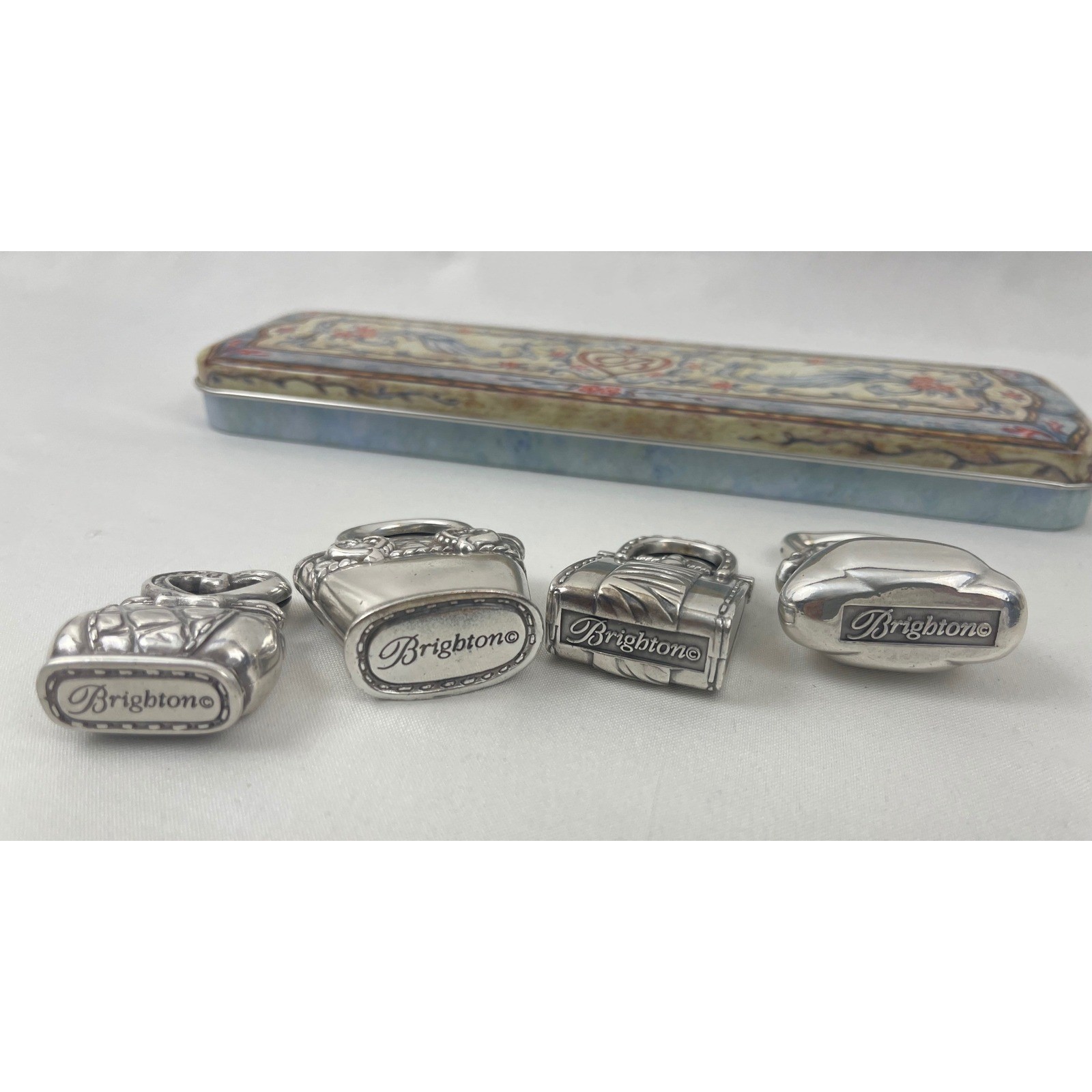 Brighton Silver Handbag Place Card Holders Set of 4 Original Tin Purse Decor