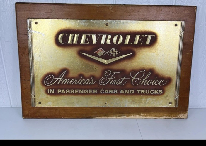 Vintage 1950’s Chevrolet Dealership Sign America’s First Choice 24” Wood Frame