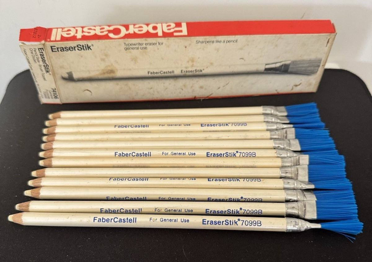 Faber-Castell EraserStik 7055 Typewriter Eraser Brush Ends One Dozen Box Of 12
